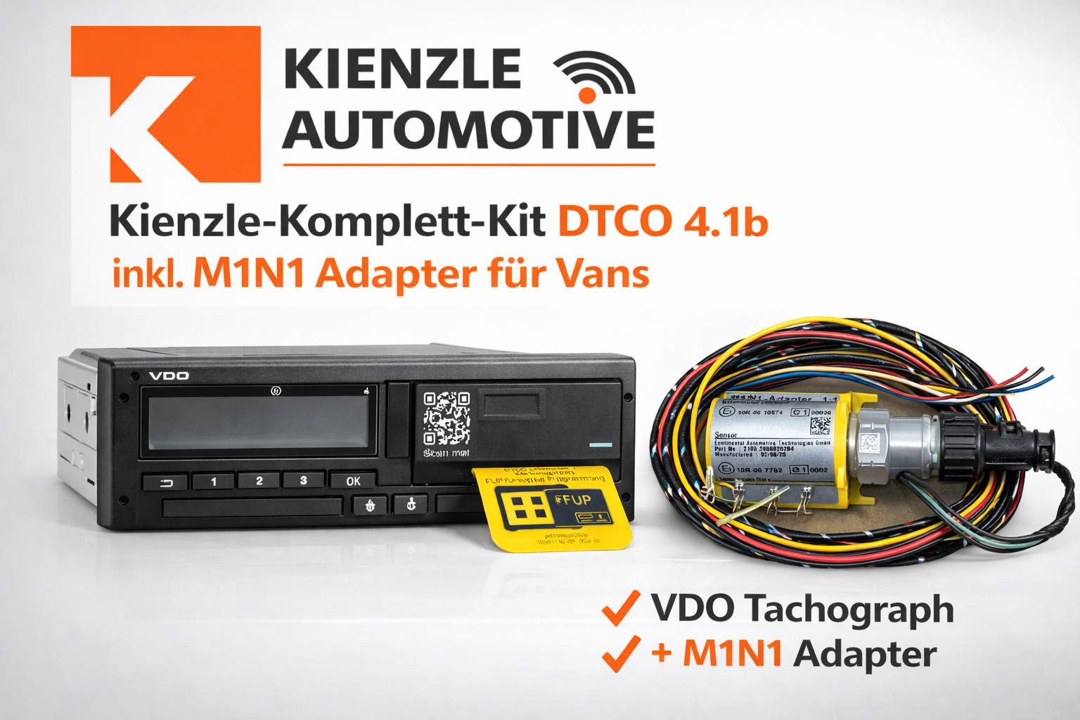 Kienzle Komplett-Kit mit M1/N1-Adapter und intelligentem DTCO 4.1b Tachograph ohne CAN für LCV Vans