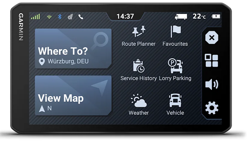Garmin Dezl LGV720 LKW-Navi, Navigationsmenü